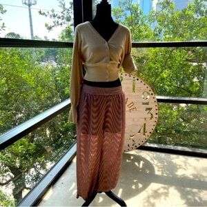 VENUS Women's Sheer Balloon Pants Sz M Almond Psychedelic Retro Urban Modern